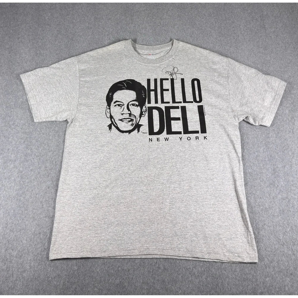 Vintage Hello‎ Deli NY Rupert Jee T-shirt Gray Mens XL David Letterman TV Show